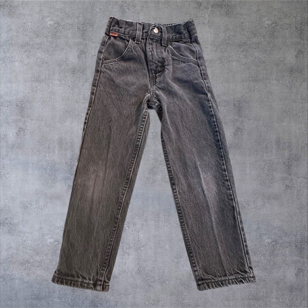 Vintage Rustler Kids Gray Jeans Size 6 Slim USA Made Elastic Waist